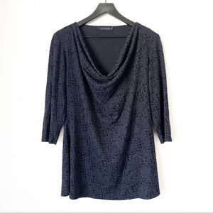 Cut Loose Blue Gray Textured Cowl Neck Tunic Top Medium